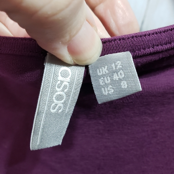 ASOS Plum Purple Off The Shoulder Bodycon Size 8 - Picture 4 of 6